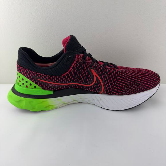 Nike React Infinity Run Flyknit 3 Siren Red Green Strike Men-14 - Picture 5 of 8